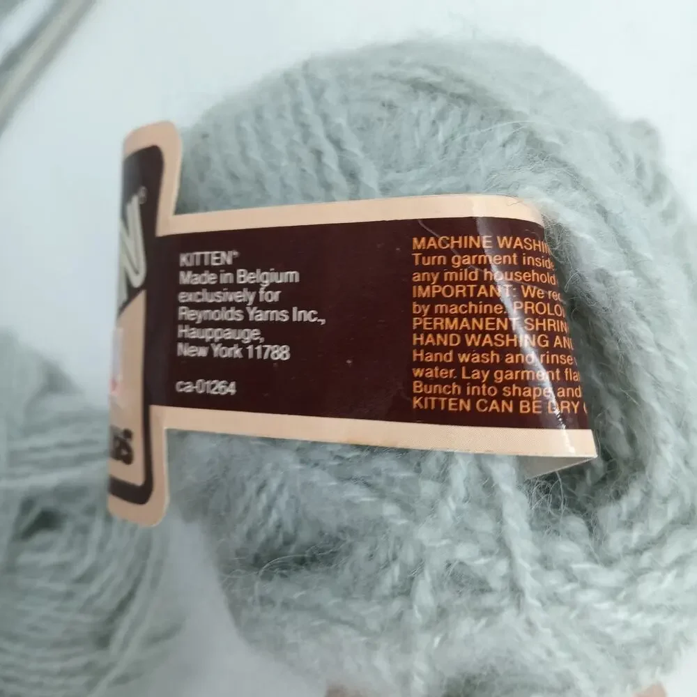 Vintage Reynolds Kitten Yarn 2 Skeins Balls Acrylic Wool 50g 160yd Each Gray